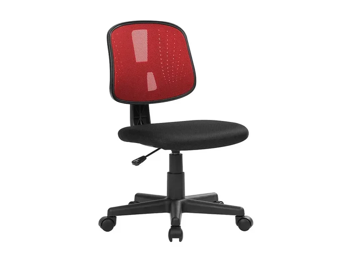 Silla de oficina Nowra, Silla de oficina operativa, Asiento de oficina ergonómico, 49x43h81/93 cm, Negro y rojo