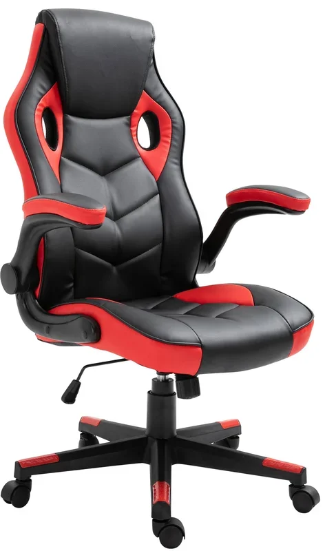 Silla Gamer Omis En Simil Cuero Negro/rojo