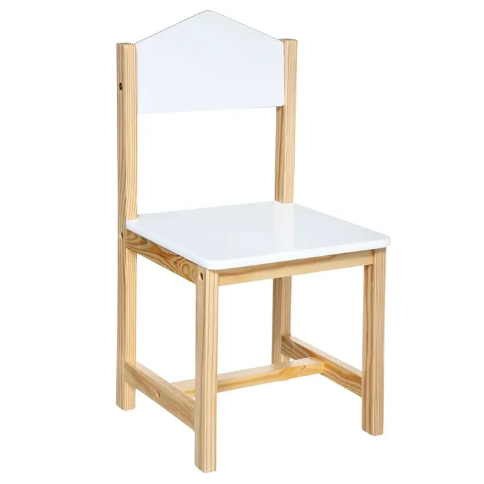 Silla Infantil forma de Casa Mueble Infantil Melamina y Madera Color Blanco y Roble