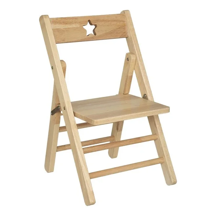 Silla infantil plegable madera marrón 51,9x31x33.5cm