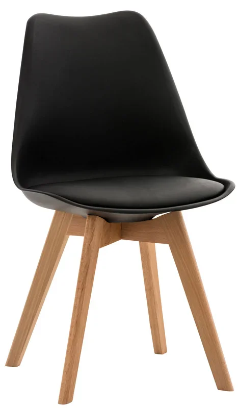 Silla Linares En Estilo Nórdico Negro Plástico