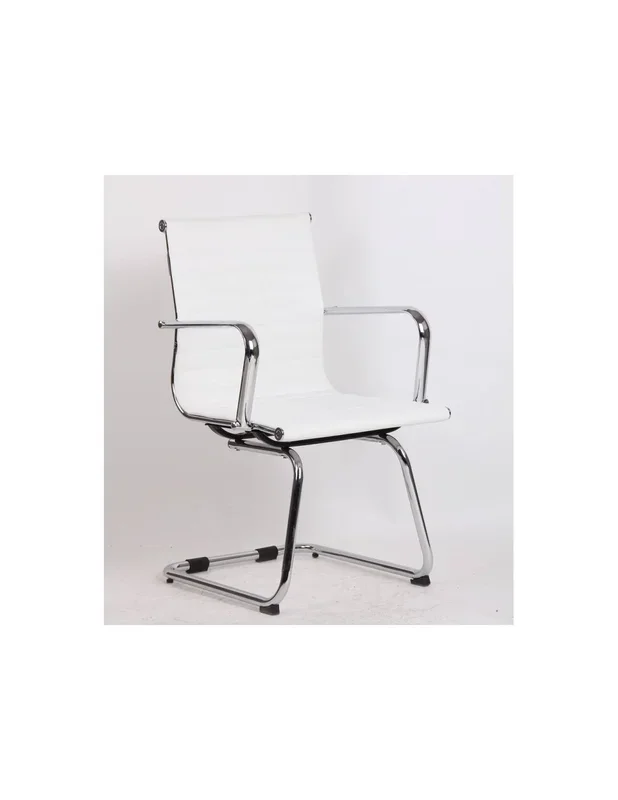 Silla oficina fija de patín Boris, similpiel blanca
