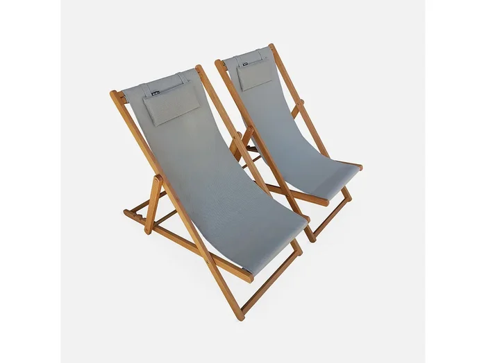 Silla plegable de madera de eucalipto, set de 2 gris pardo