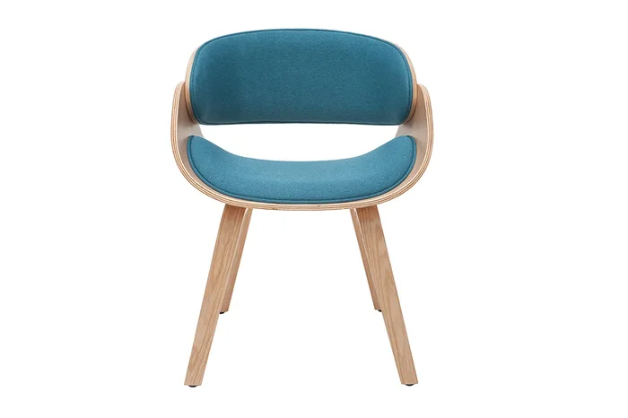 Silla tejido azul petróleo y madera clara BENT