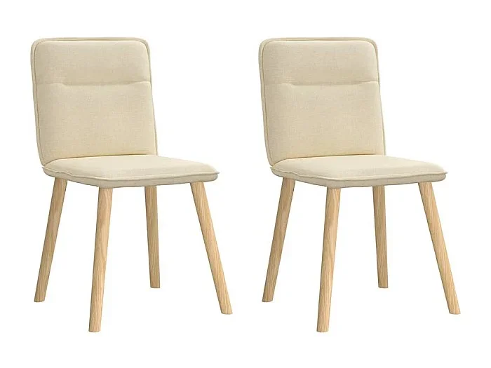 Sillas de comedor 2 unidades tela color crema