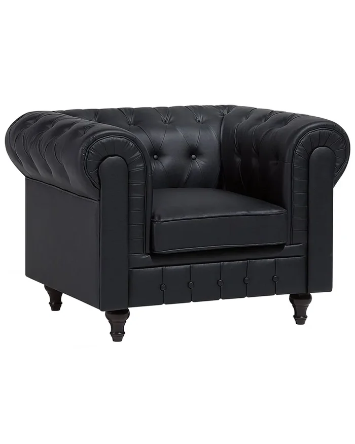Sillón CHESTERFIELD Piel sintética Negro