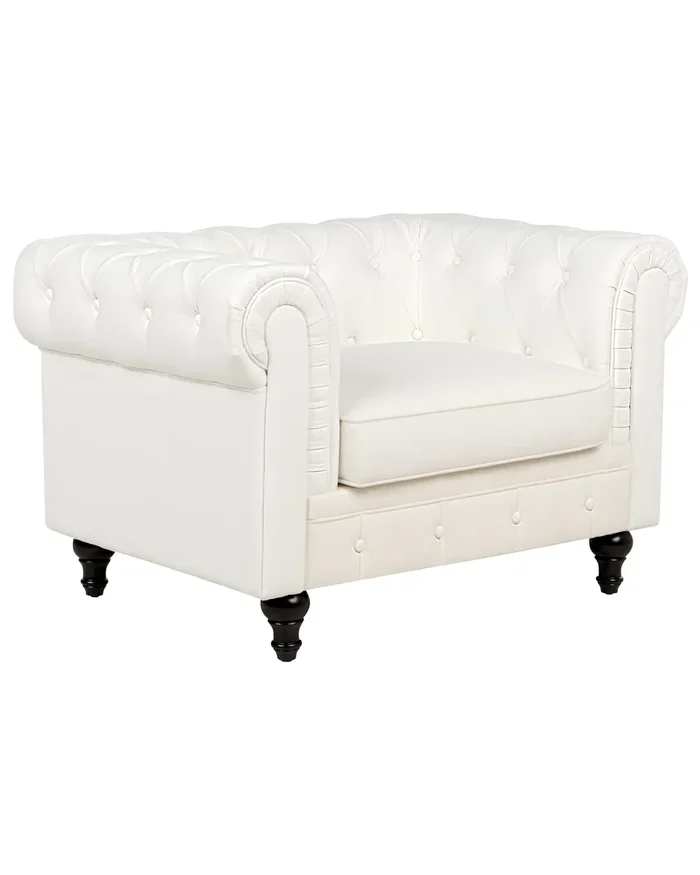 Sillón CHESTERFIELD Tela Blanco crema