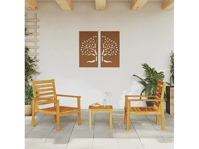 Sillón de jardín 2 unidades madera maciza acacia 66,5x65x81 cm ES104082