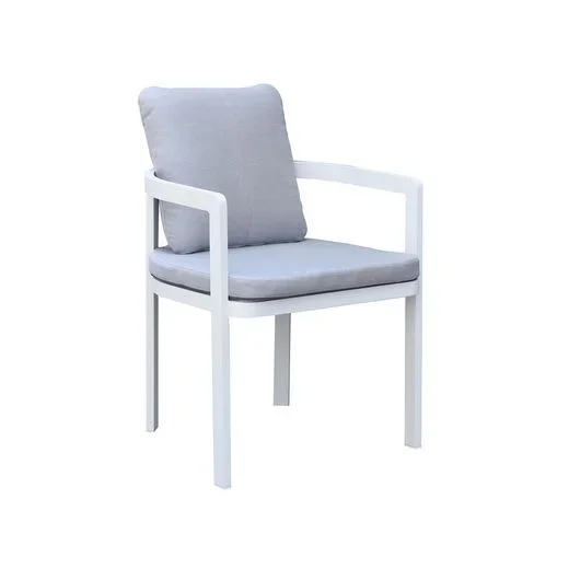 Sillón de jardín de aluminio y tejido en blanco, 56 x 57 x 80 cm | Babylon