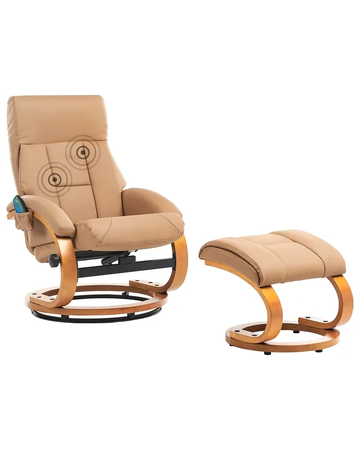 Sillón de masaje FORCE con reposapiés Piel sintética Arena