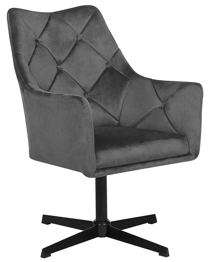 Sillón giratorio VAKSALA Terciopelo Gris oscuro