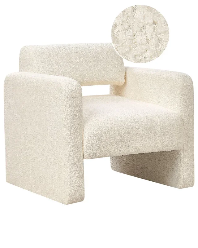 Sillón HALLSBERG Bouclé Blanco crema