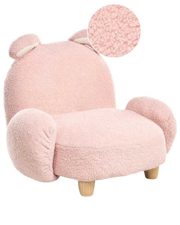 Sillón infantil Conejo KANNA Bouclé Rosa pastel