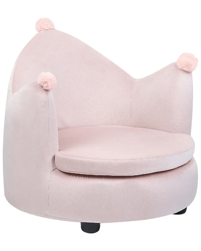 Sillón infantil Corona VEGA Terciopelo Rosa pastel