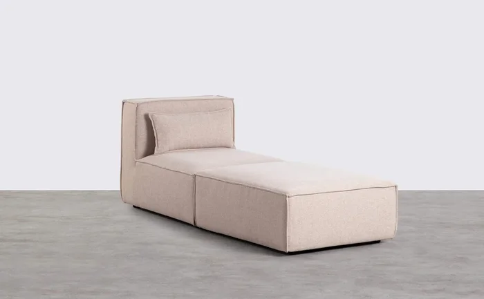 Sillón Modular con Puff de Tela Kilhe Beige Seashell – The Masie
