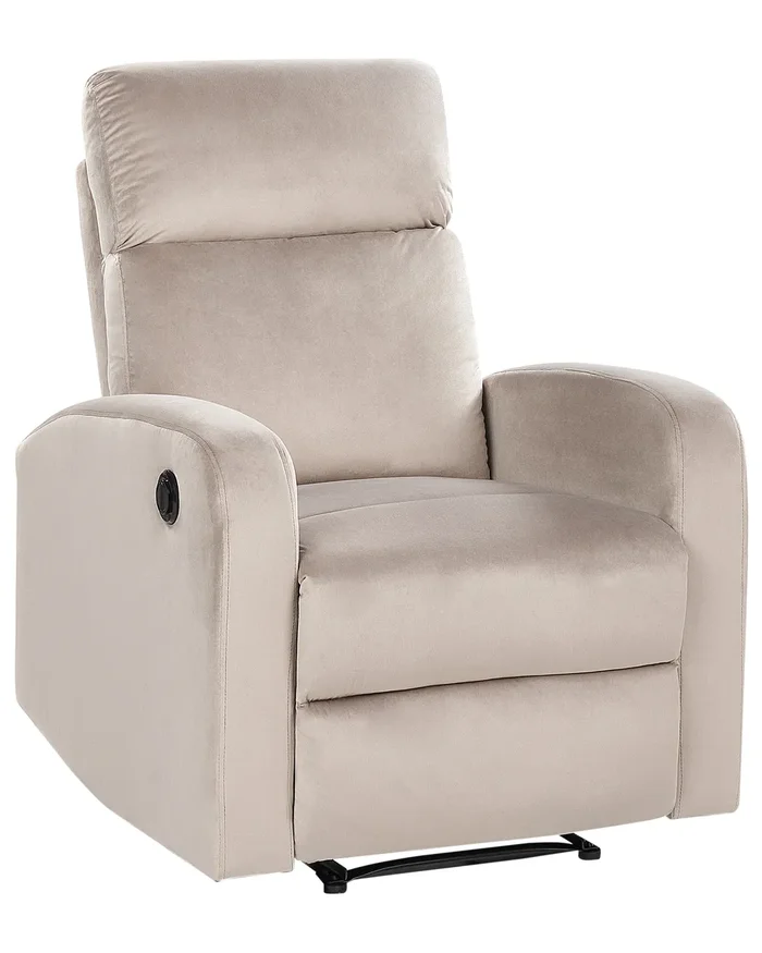 Sillón reclinable eléctrico VERDAL Con reposapiés Terciopelo Gris pardo