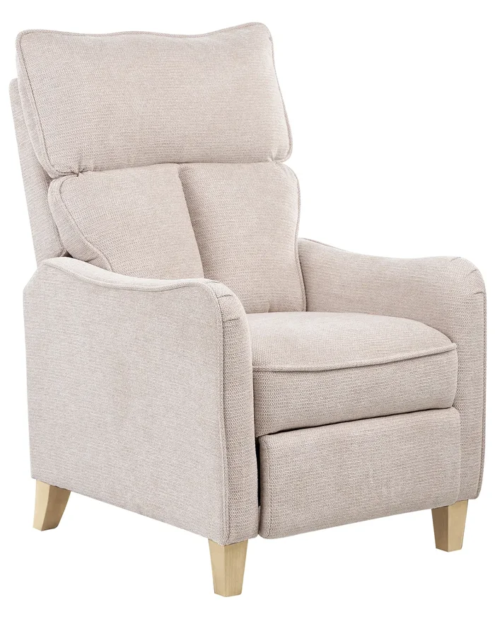 Sillón reclinable ROYSTON Con reposapiés Tela Beige