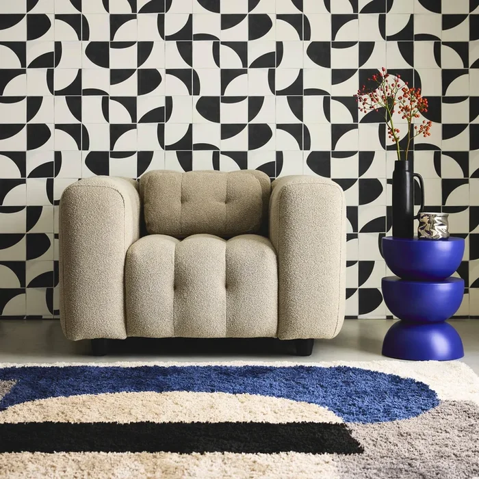 Sillón tapizado en tejido borreguito, 1 plaza