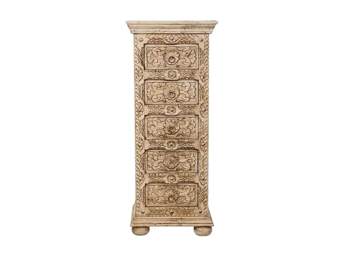 Sinfonier de Madera artesanal con 5 cajones blanco 45x40x100h cm