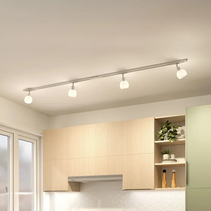 Sistema de riel monofásico Lindby, E14, 4 luces, blanco