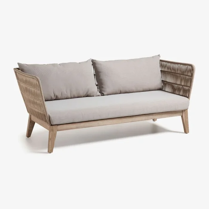 Sofá 3 Plazas Cuerda Beige y Madera ‘Belleny’