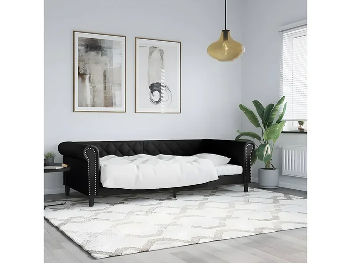 Sofá cama – 80×200 cm cuero sintético negro ES22632