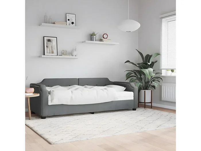 Sofá cama – 90×200 cm con colchón tela gris oscuro ES58415