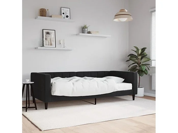 Sofá cama – 90×200 cm con colchón terciopelo negro ES36371