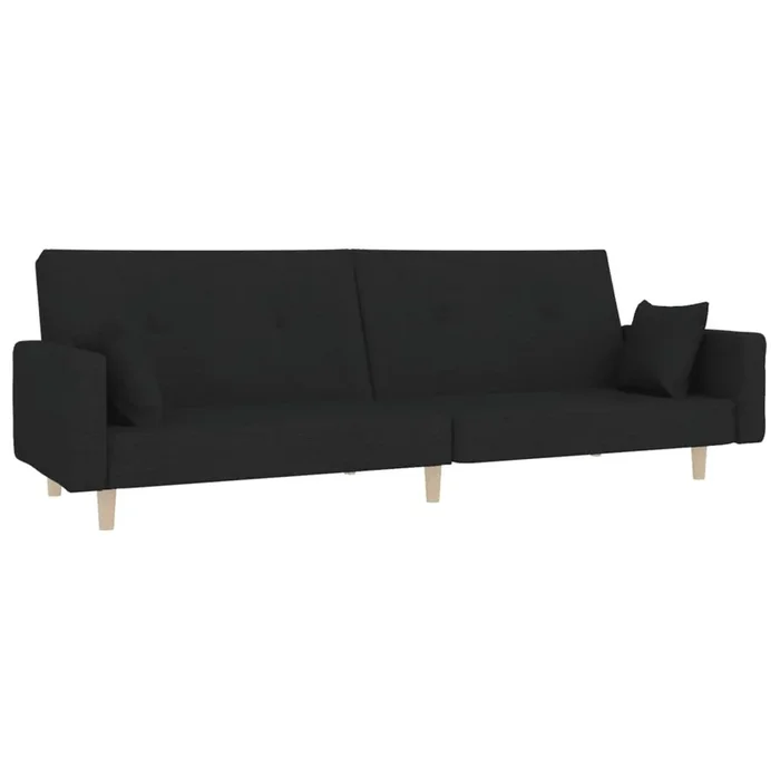 Sofá cama – Sofá convertible de 2 plazas con dos almohadas tela negro