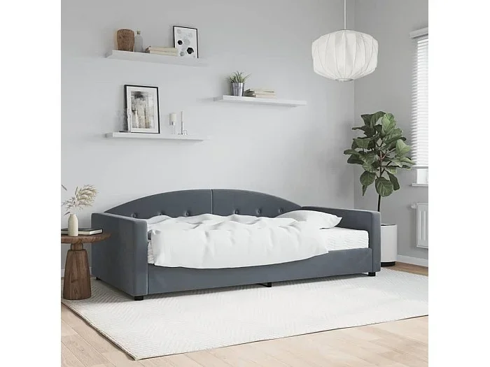 Sofá cama con colchón terciopelo gris oscuro 100×200 cm
