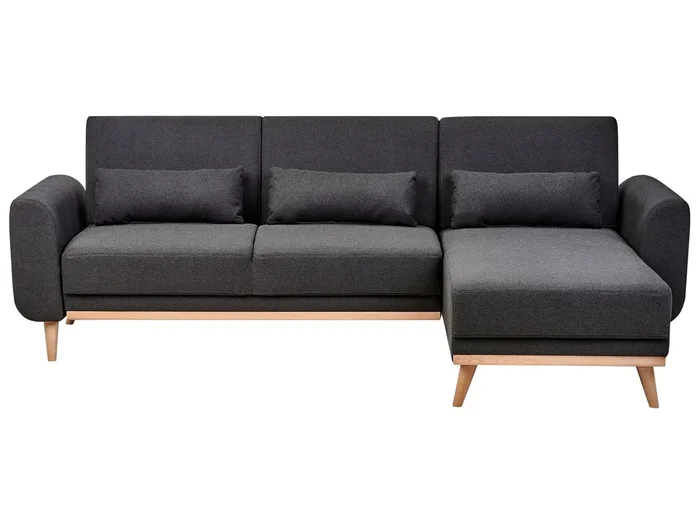 Sofá cama esquinero OLLSTA Tela Negro 3 plazas Izquierda