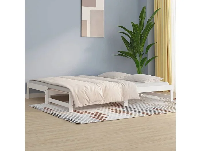 Sofá cama extraíble madera maciza de pino blanco 2x(90×200) cm