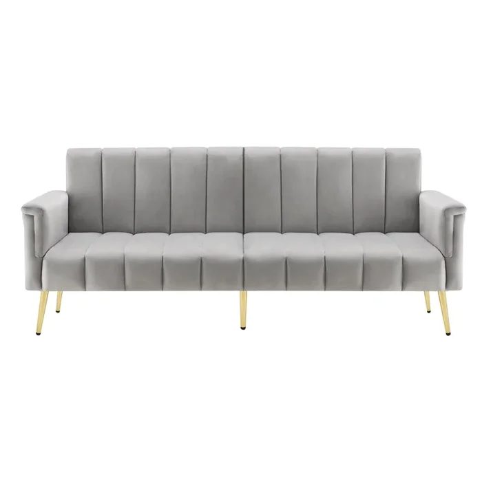 Sofá cama moderno 2 plazas – con función de cama y pies auxiliares – Gris