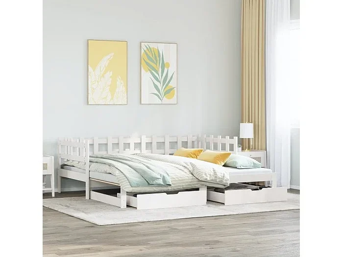 Sofá cama nido con cajones sin colchón blanco 90×190 cm