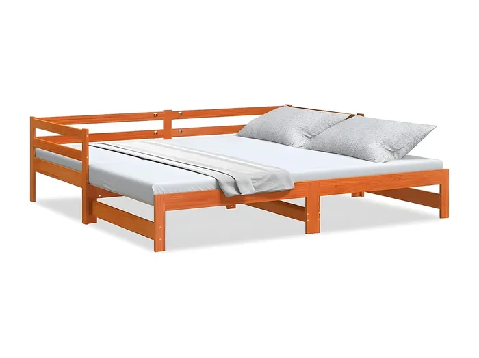 Sofá cama nido madera maciza de pino marrón cera 90×200 cm