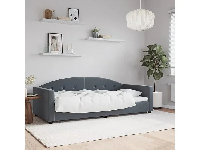 Sofá cama terciopelo gris oscuro 90×190 cm