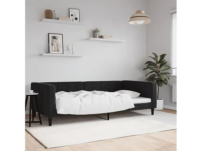 Sofá cama terciopelo negro 100×200 cm