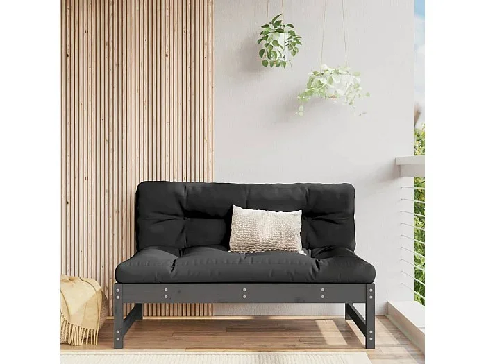 Sofá central de jardín madera maciza de pino gris 120×80 cm ES708019