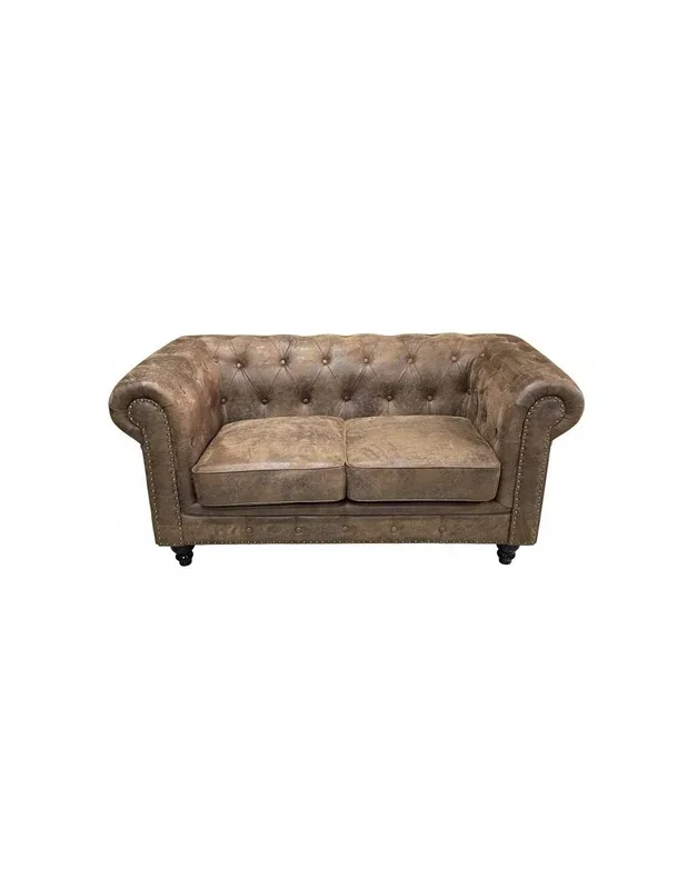 Sofá CHESTER PREMIUM, 2 plazas, similpiel marrón vintage
