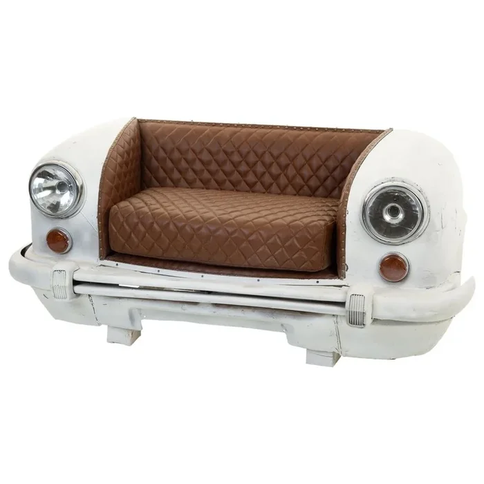 Sofa coche de metal y tapizado 157x68x68h cm.