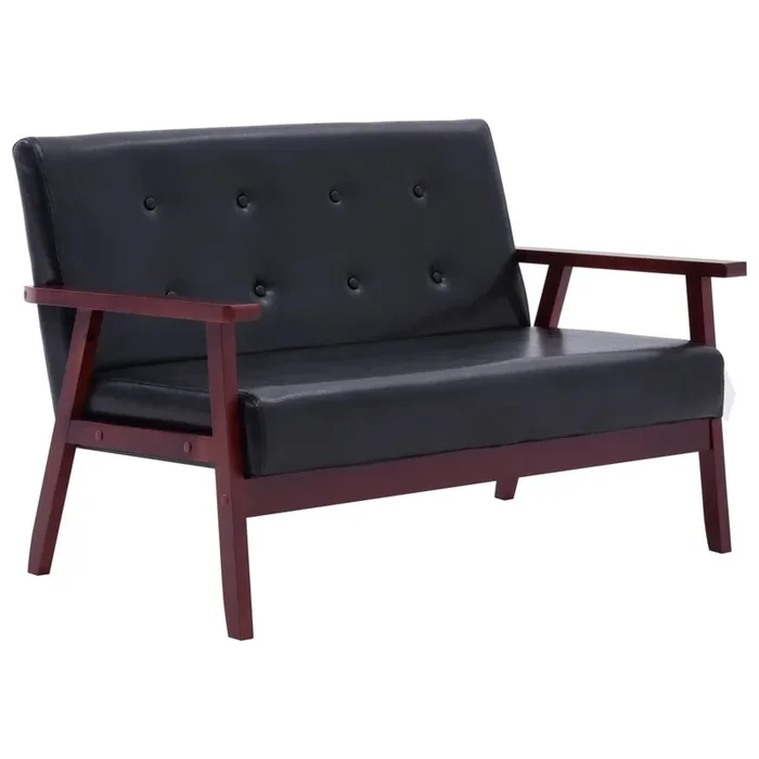 Sofá de 2 plazas – sofá de salón – sofá moderno cuero sintético negro