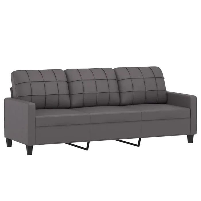 Sofá de 3 plazas – sofá de salón de cuero sintético gris 180 cm