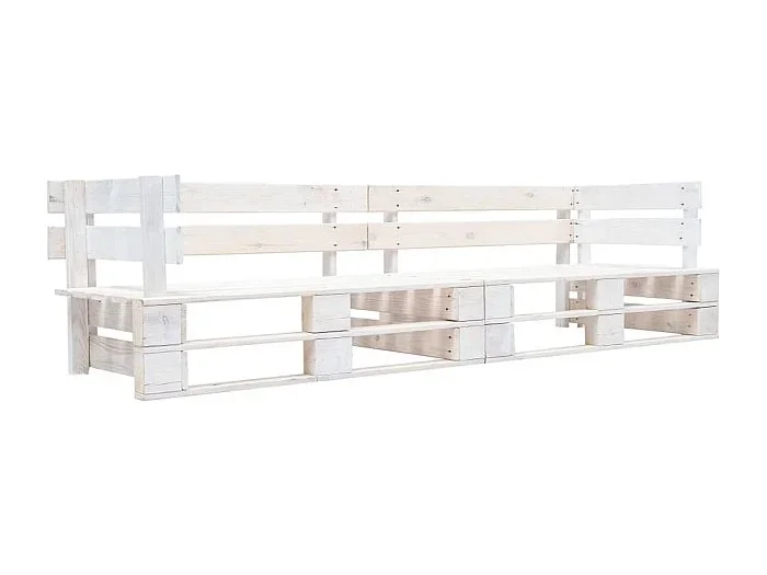 Sofá de jardín de palés 2 plazas 220 x 66 x 55 cm madera blanca 02_0011861
