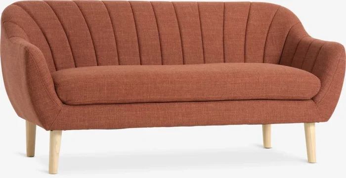 Sofá EGEDAL 2,5 plazas tela terracota/color roble