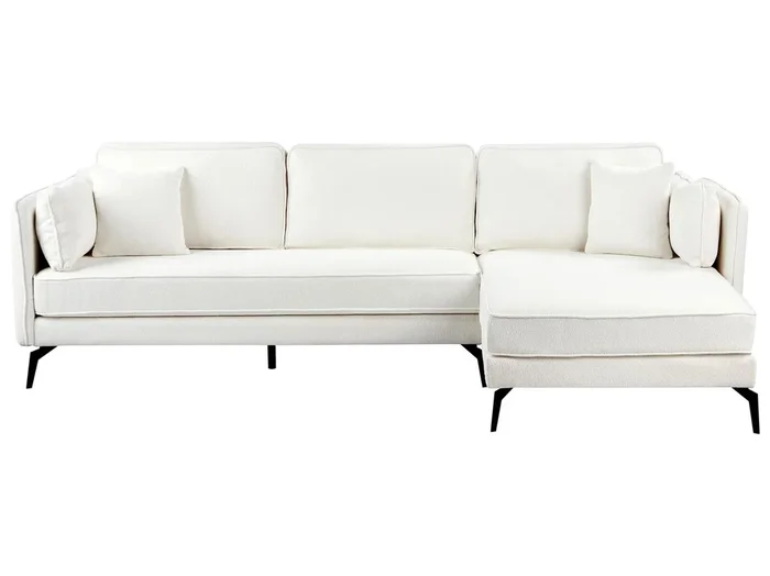 Sofá esquinero ALTAN Bouclé Blanco crema 3 plazas Izquierda