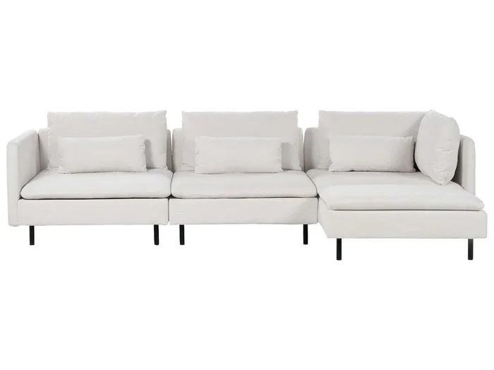 Sofá esquinero modular EGERIS Tela Beige claro 3 plazas Izquierda
