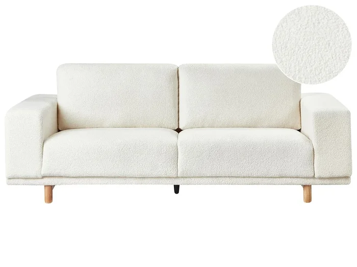 Sofá NIVALA Bouclé Blanco crema 3 plazas