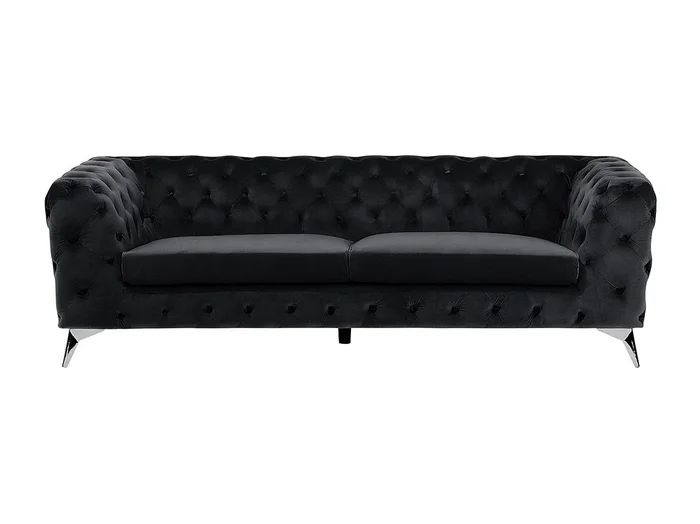 Sofá SOTRA Terciopelo Negro 3 plazas