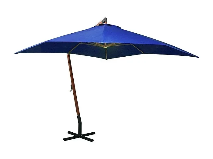 Sombrilla colgante con palo madera de abeto azul celeste 3×3 m ES132677