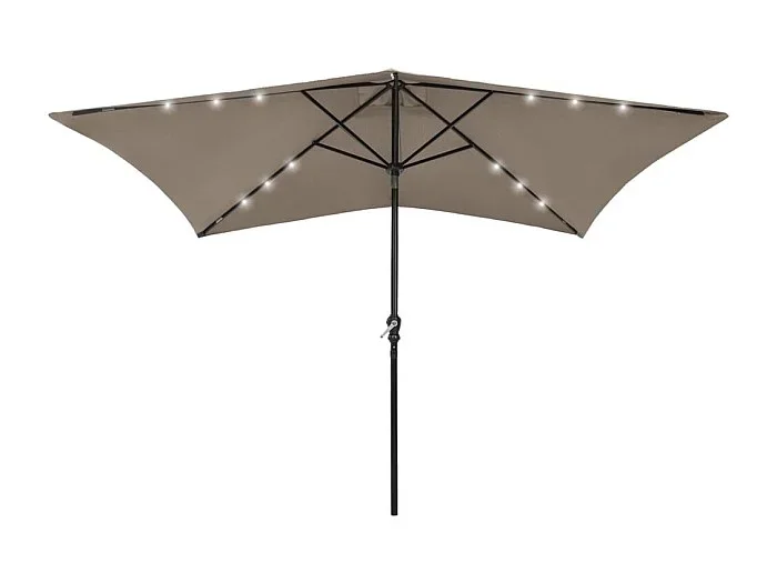 Sombrilla de jardín con LED y mástil de acero color topo 2×3 m